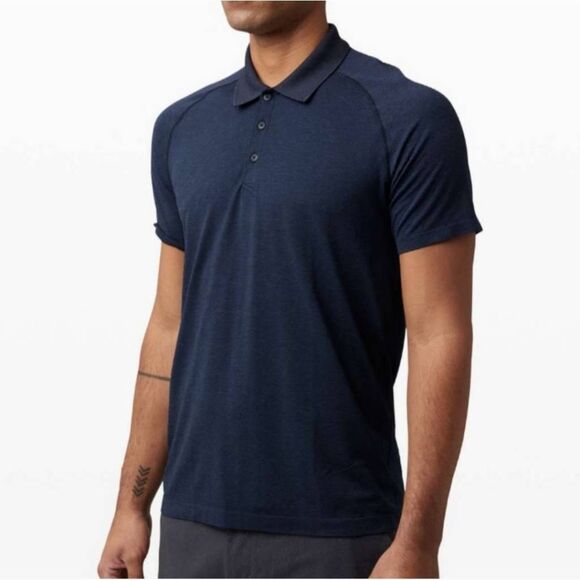 Lululemon‎ Metal Vent Tech Polo Shirt Sz XL Mineral Blue/ True Navy Lightweight - Picture 1 of 9